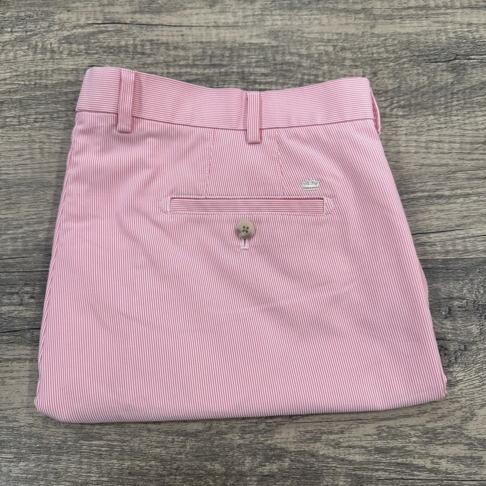 Peter Millar Wicking Mens Sz 40 Golf Shorts Pink White Striped